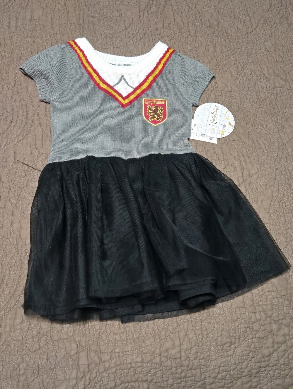 Harry Potter Costume Gryffindor Dress  NEW Toddler 2T  BONUS witch hat